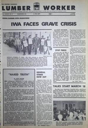   The Western Canadian Lumber Worker, Vol. XXXVI, No. 5, 1st Issue, Mar. 1968   , page 1