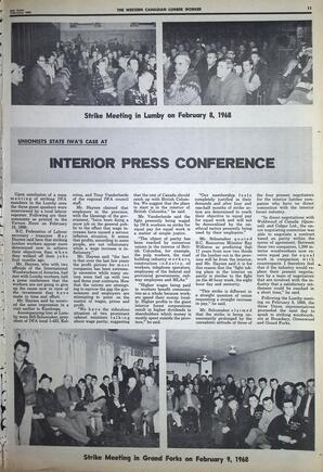   The Western Canadian Lumber Worker, Vol. XXXVI, No. 4, 2nd Issue Feb. 1968   , page 11