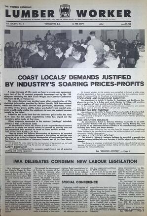  The Western Canadian Lumber Worker, Vol. XXXVI, No. 4, 2nd Issue Feb. 1968   , page 1