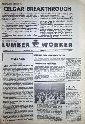   The Western Canadian Lumber Worker, Vol. XXXVI, No. 24, 2nd Issue Dec. 1967   , page 1