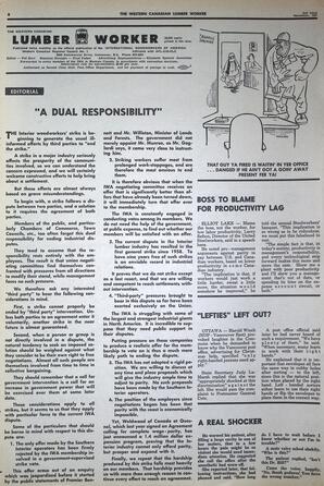   The Western Canadian Lumber Worker, Vol. XXXVI, No. 22, 2nd Issue Nov. 1967   , page 8