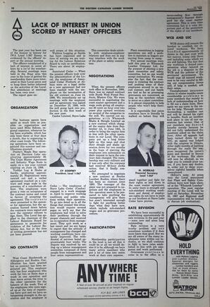   The Western Canadian Lumber Worker, Vol. XXXVI, No. 21, 1st Issue Nov. 1967   , page 10