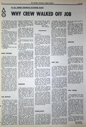   The Western Canadian Lumber Worker, Vol. XXXVI, No. 19, 1st Issue Oct. 1967   , page 8