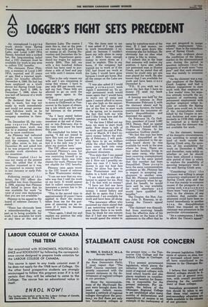   The Western Canadian Lumber Worker, Vol. XXXVI, No. 19, 1st Issue Oct. 1967   , page 4