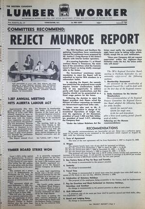   The Western Canadian Lumber Worker, Vol. XXXVI, No. 17, 1st Issue Sep. 1967   , page 1