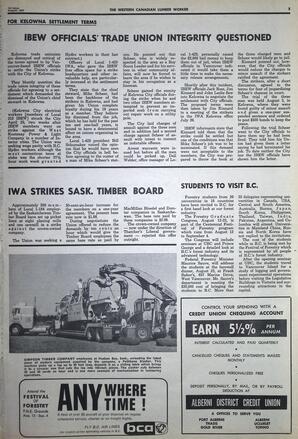   The Western Canadian Lumber Worker, Vol. XXXVI, No. 15, 1st Issue Aug. 1967   , page 5