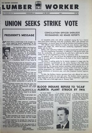  The Western Canadian Lumber Worker, Vol. XXXVI, No. 14, 2nd Issue Jul. 1967   , page 1