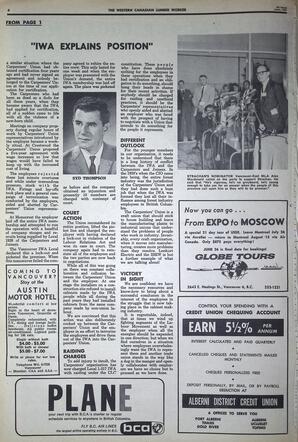   The Western Canadian Lumber Worker, Vol. XXXVI, No. 11, 1st Issue Jun. 1967   , page 4
