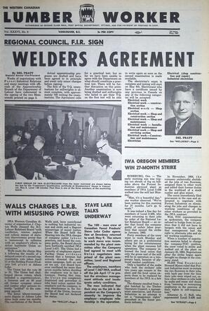   The Western Canadian Lumber Worker, Vol. XXXVI, No. 9, 1st Issue May 1967   , page 1