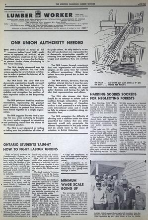   The Western Canadian Lumber Worker, Vol. XXXVI, No. 6, 2nd Issue Mar. 1967   , page 8