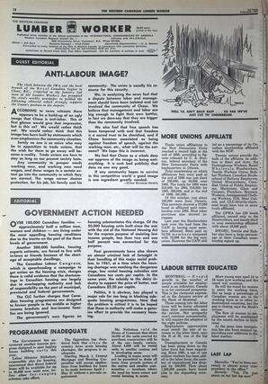   The Western Canadian Lumber Worker, Vol. XXXVI, No. 3, 1st Issue Feb. 1967   , page 12