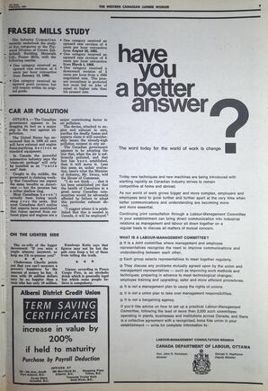   The Western Canadian Lumber Worker, Vol. XXXVI, No. 3, 1st Issue Feb. 1967   , page 9