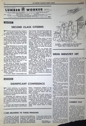   The Western Canadian Lumber Worker, Vol. XXXIV, No. 1, 1st Issue Jan. 1967   , page 12