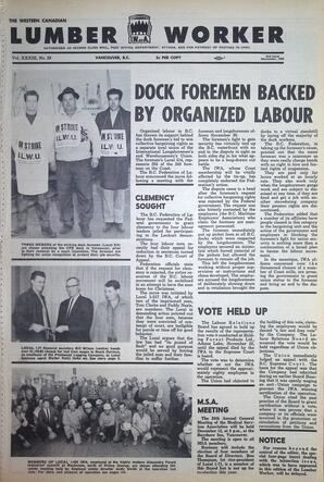   The Western Canadian Lumber Worker, Vol. XXXIII, No. 23, 2nd Issue Nov. 1966   , page 1