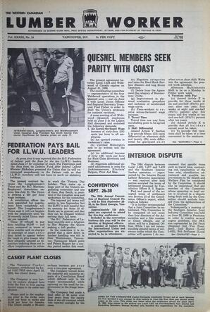   The Western Canadian Lumber Worker, Vol. XXXIII, No. 14, 1st Issue Jul. 1966   , page 1