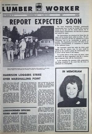   The Western Canadian Lumber Worker, Vol. XXXIII, No. 11, 1st Issue Jun. 1966   , page 1
