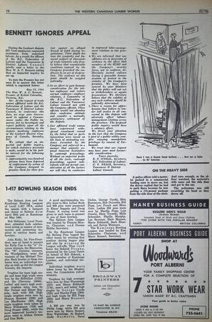   The Western Canadian Lumber Worker, Vol. XXXIII, No. 10, 2nd Issue May 1966   , page 10