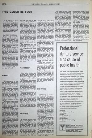   The Western Canadian Lumber Worker, Vol. XXXIII, No. 10, 2nd Issue May 1966   , page 7