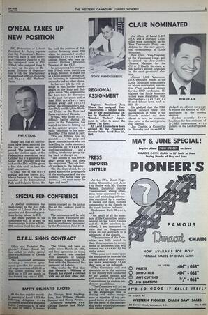   The Western Canadian Lumber Worker, Vol. XXXIII, No. 10, 2nd Issue May 1966   , page 3