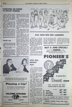   The Western Canadian Lumber Worker, Vol. XXXIII, No. 8, 2nd Issue Apr. 1966   , page 11