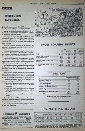   The Western Canadian Lumber Worker, Vol. XXXIII, No. 6, 2nd Issue Mar. 1966   , page 12