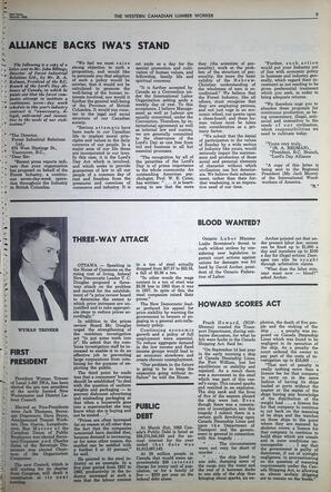   The Western Canadian Lumber Worker, Vol. XXXIII, No. 6, 2nd Issue Mar. 1966   , page 9