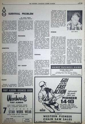   The Western Canadian Lumber Worker, Vol. XXXIII, No. 6, 2nd Issue Mar. 1966   , page 8