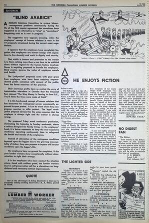  The Western Canadian Lumber Worker, Vol. XXXIII, No. 5, 1st Issue Mar. 1966   , page 12