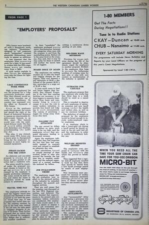   The Western Canadian Lumber Worker, Vol. XXXIII, No. 5, 1st Issue Mar. 1966   , page 2