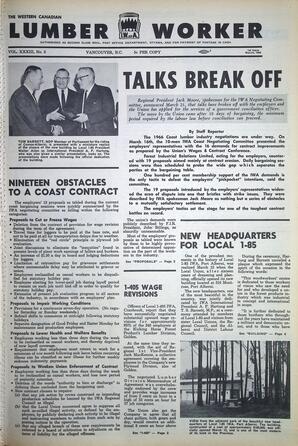   The Western Canadian Lumber Worker, Vol. XXXIII, No. 5, 1st Issue Mar. 1966   , page 1