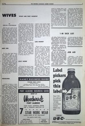   The Western Canadian Lumber Worker, Vol. XXXIII, No. 3, 1st Issue Feb. 1966   , page 7