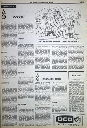   The Western Canadian Lumber Worker, Vol. XXXIII, No. 1, 1st Issue Jan. 1966   , page 8