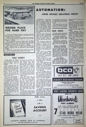   The Western Canadian Lumber Worker, Vol. XXXII, No. 23, 1st Issue Dec. 1965   , page 6