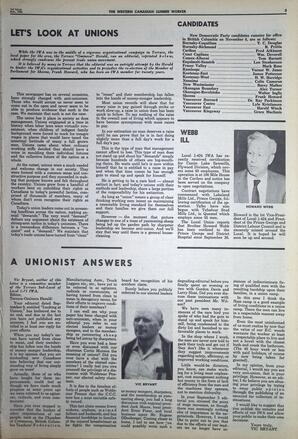   The Western Canadian Lumber Worker, Vol. XXXII, No. 19, 1st Issue Oct. 1965   , page 3