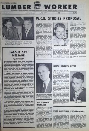   The Western Canadian Lumber Worker, Vol. XXXII, No. 17, 1st Issue Sep. 1965   , page 1