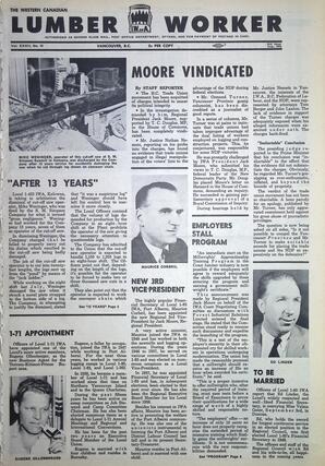   The Western Canadian Lumber Worker, Vol. XXXII, No. 16, 2nd Issue Aug. 1965   , page 1