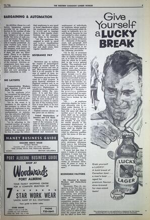   The Western Canadian Lumber Worker, Vol. XXXII, No. 14, 2nd Issue Jul. 1965   , page 9
