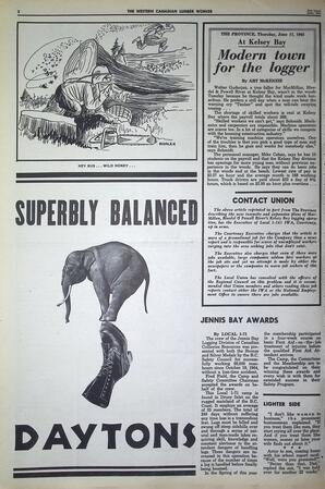   The Western Canadian Lumber Worker, Vol. XXXII, No. 12, 2nd Issue Jun. 1965   , page 2