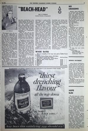   The Western Canadian Lumber Worker, Vol. XXXII, No. 10, 2nd Issue May 1965   , page 9