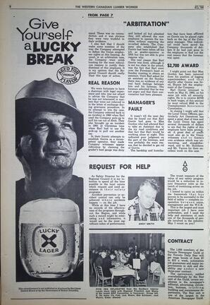   The Western Canadian Lumber Worker, Vol. XXXII, No. 10, 2nd Issue May 1965   , page 8