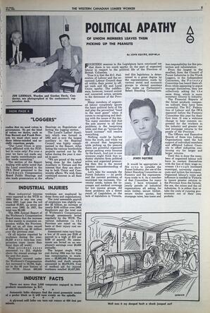   The Western Canadian Lumber Worker, Vol. XXXII, No. 9, 1st Issue May 1965   , page 5
