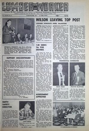   The Western Canadian Lumber Worker, Vol. XXXII, No. 9, 1st Issue May 1965   , page 1