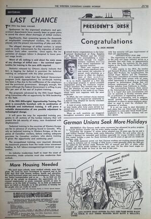   The Western Canadian Lumber Worker, Vol. XXXII, No. 8, 2nd Issue Apr. 1965   , page 8