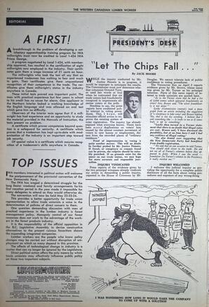   The Western Canadian Lumber Worker, Vol. XXXII, No. 6, 2nd Issue Mar. 1965   , page 12