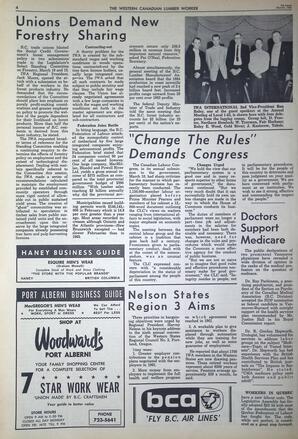   The Western Canadian Lumber Worker, Vol. XXXII, No. 5, 1st Issue Mar. 1965   , page 4