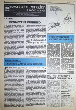   The Western Canadian Lumber Worker, Vol. XLVII No. 2, Feb. 1979   , page 12