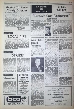   The Western Canadian Lumber Worker, Vol. XXXII, No. 3, 1st Issue Feb. 1965   , page 4