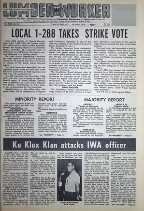   The Western Canadian Lumber Worker, Vol. XXXI, No. 22, 2nd Issue Nov. 1964   , page 1