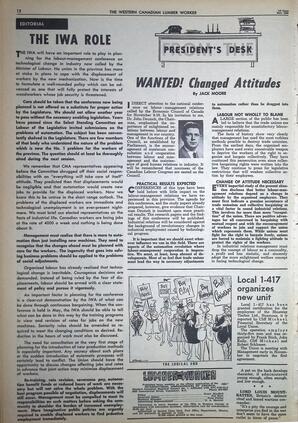   The Western Canadian Lumber Worker, Vol. XXXI, No. 21, 1st Issue Nov. 1964   , page 12
