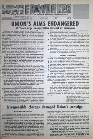   The Western Canadian Lumber Worker, Vol. XXXI, No. 17, 1st Issue Sep. 1964   , page 1